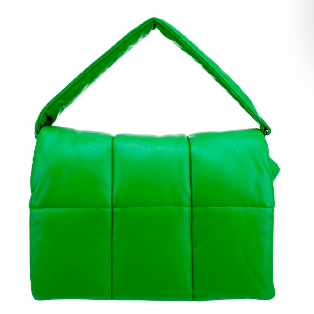 Stand Studio green quilted flap bag